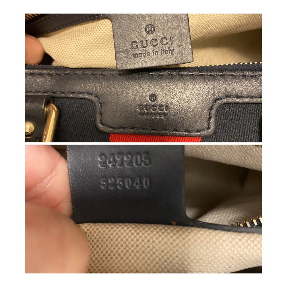 SOLD- AUTHENTIC GUCCI Canvas/leather Vintage Boston Bag Crossbody Red/Navy - Picture 9 of 15